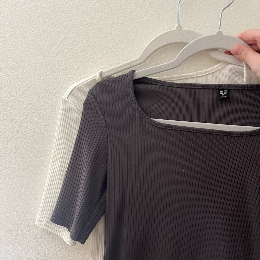 2pack bundle: Uniqlo square neck ribbed shirts XS